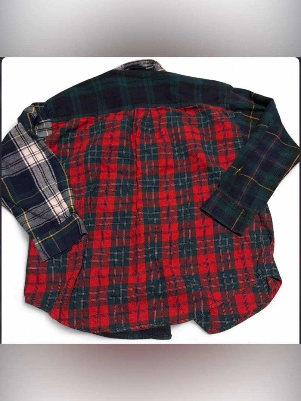 Vintage GAP Kids Flannel Patchwork Plaid Shirt 90s Colorblock Size L 10-12